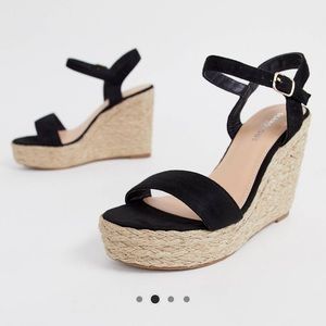 Brand new wide fit black espadrille wedges NEVER BEEN WORN